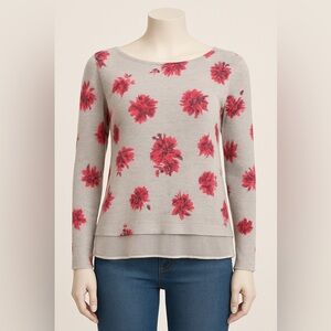 ❤️Lucky Brand Floral Layered Hem Sweater Top Small Boho cottagecore grandmacore